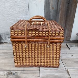 Vintage Himark Wicker Rattan  Utility Basket or Picnic Basket